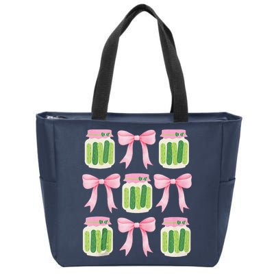 Coquette Canned Pickle Bows With Cute Pickle Jarx Zip Tote Bag