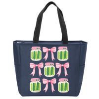 Coquette Canned Pickle Bows With Cute Pickle Jarx Zip Tote Bag