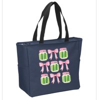 Coquette Canned Pickle Bows With Cute Pickle Jarx Zip Tote Bag