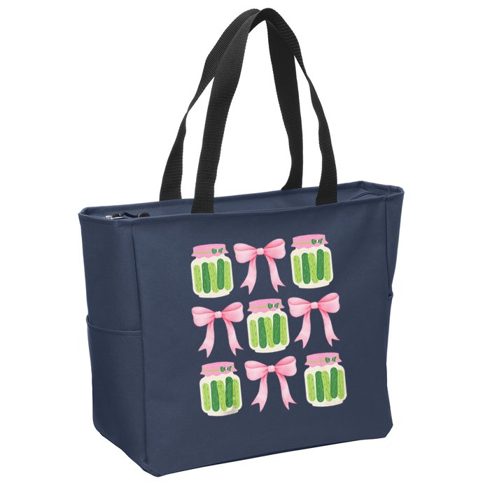 Coquette Canned Pickle Bows With Cute Pickle Jarx Zip Tote Bag