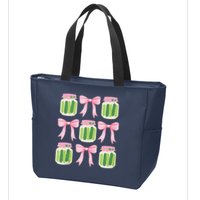 Coquette Canned Pickle Bows With Cute Pickle Jarx Zip Tote Bag