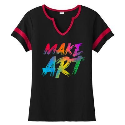 Cool Colorful Painted Make Art Ladies Halftime Notch Neck Tee