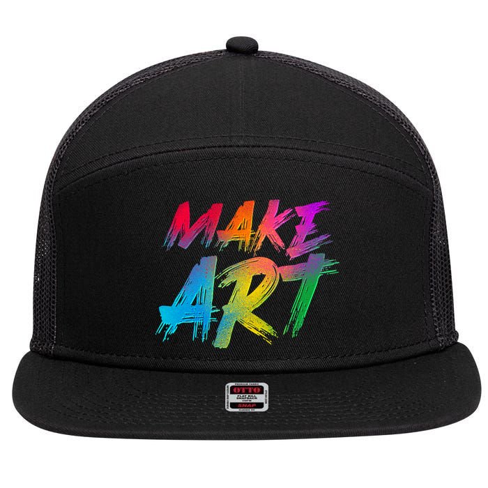 Cool Colorful Painted Make Art 7 Panel Mesh Trucker Snapback Hat