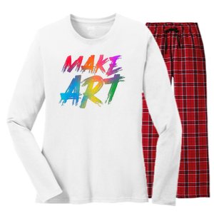 Cool Colorful Painted Make Art Women's Long Sleeve Flannel Pajama Set 