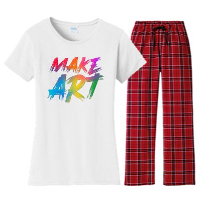 Cool Colorful Painted Make Art Women's Flannel Pajama Set