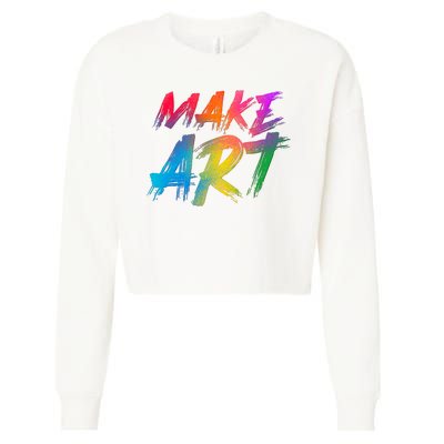 Cool Colorful Painted Make Art Cropped Pullover Crew