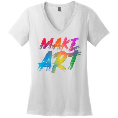 Cool Colorful Painted Make Art Women's V-Neck T-Shirt