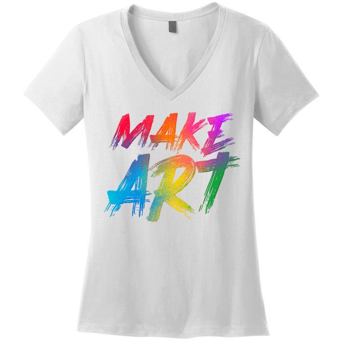 Cool Colorful Painted Make Art Women's V-Neck T-Shirt