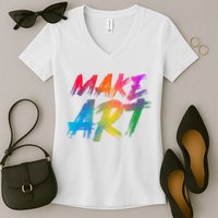 Cool Colorful Painted Make Art Women's V-Neck T-Shirt