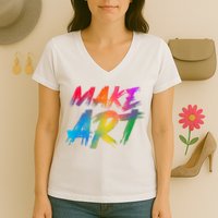 Cool Colorful Painted Make Art Women's V-Neck T-Shirt