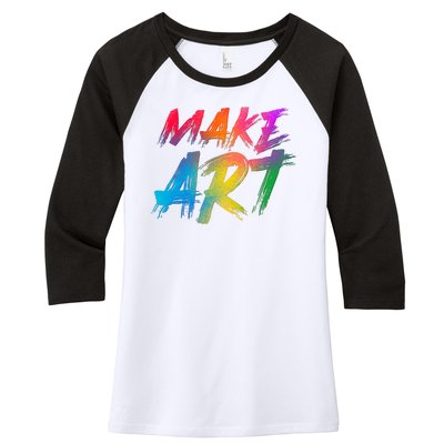 Cool Colorful Painted Make Art Women's Tri-Blend 3/4-Sleeve Raglan Shirt