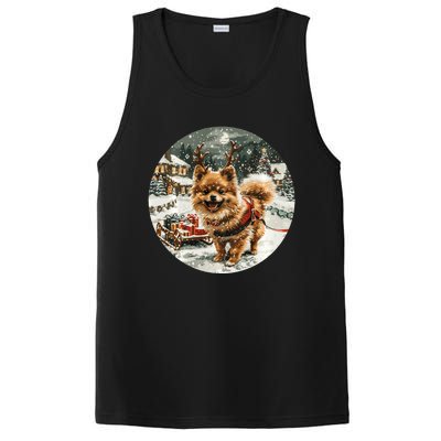 Cute Christmas Pomeranian Puppy Reindeer Dog Holiday Village PosiCharge Competitor Tank