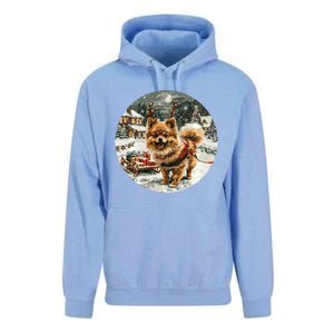 Cute Christmas Pomeranian Puppy Reindeer Dog Holiday Village Unisex Surf Hoodie