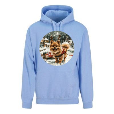 Cute Christmas Pomeranian Puppy Reindeer Dog Holiday Village Unisex Surf Hoodie