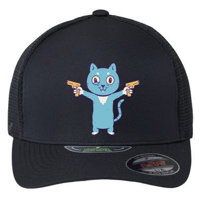 Crazy Cat Pew Pew Funny Flexfit Unipanel Trucker Cap