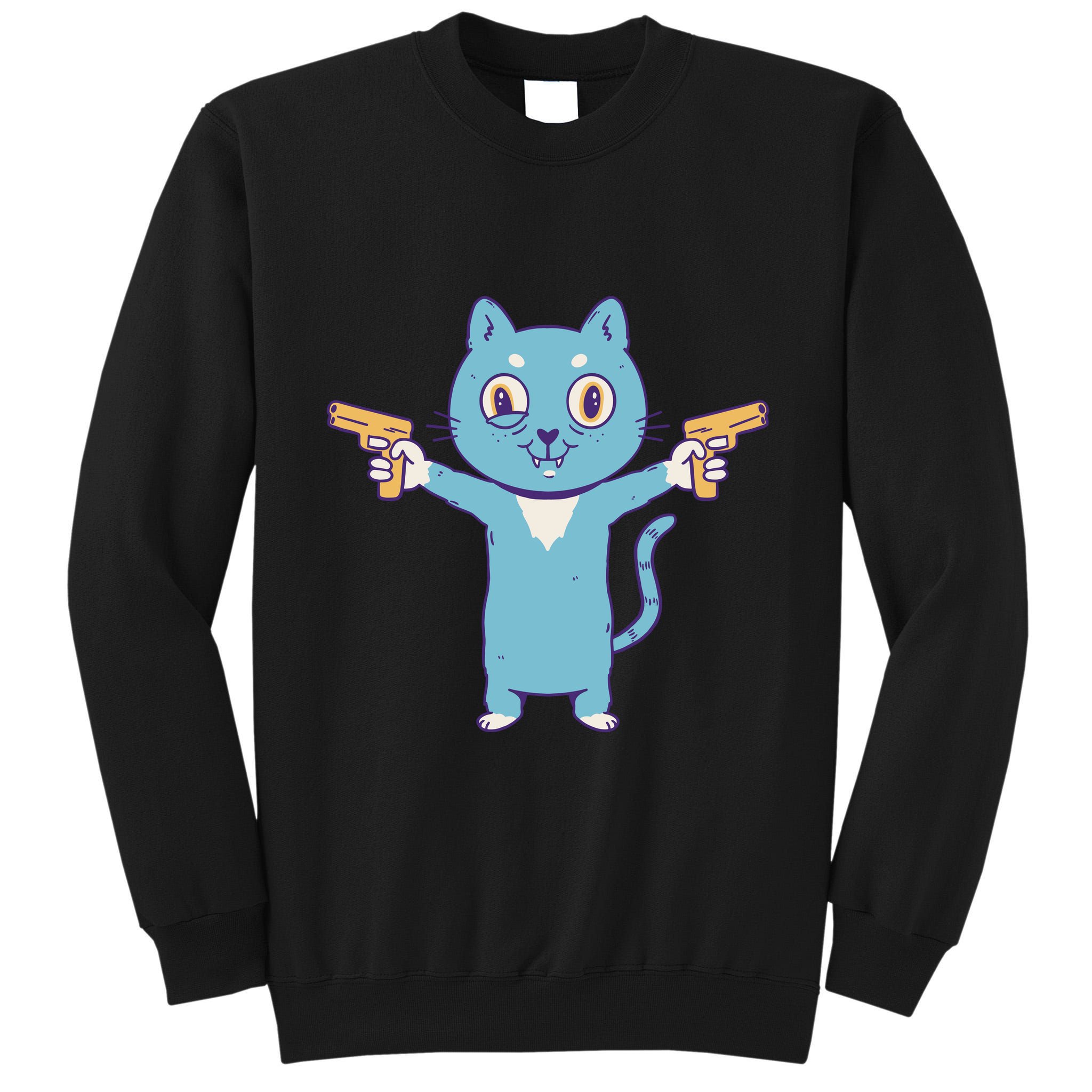 Crazy Cat Pew Pew Funny Tall Sweatshirt