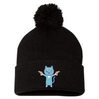 Crazy Cat Pew Pew Funny Pom Pom 12in Knit Beanie