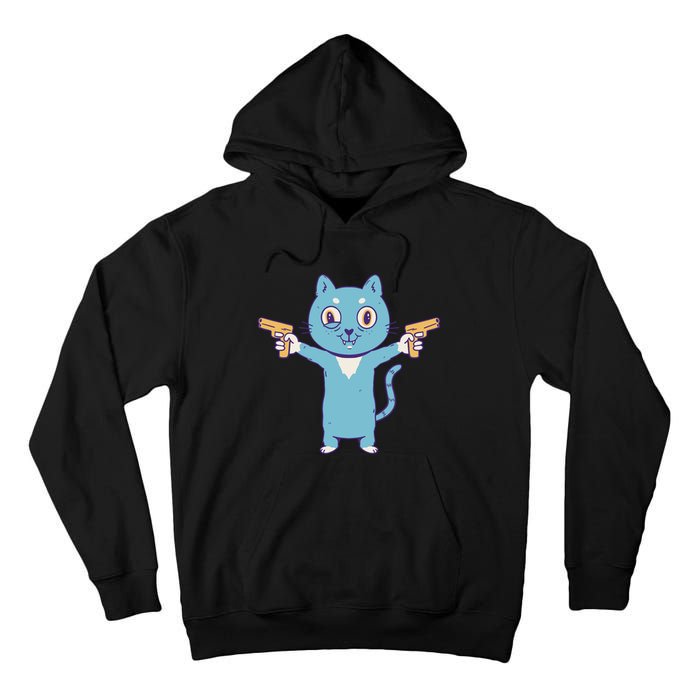 Crazy Cat Pew Pew Funny Tall Hoodie