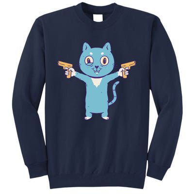 Crazy Cat Pew Pew Funny Tall Sweatshirt