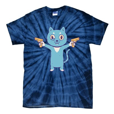 Crazy Cat Pew Pew Funny Tie-Dye T-Shirt