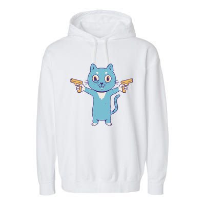 Crazy Cat Pew Pew Funny Garment-Dyed Fleece Hoodie