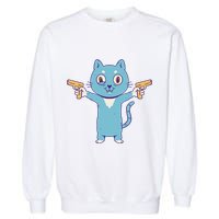 Crazy Cat Pew Pew Funny Garment-Dyed Sweatshirt