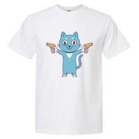 Crazy Cat Pew Pew Funny Garment-Dyed Heavyweight T-Shirt