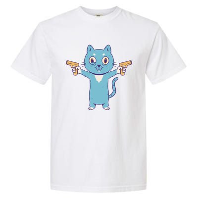 Crazy Cat Pew Pew Funny Garment-Dyed Heavyweight T-Shirt