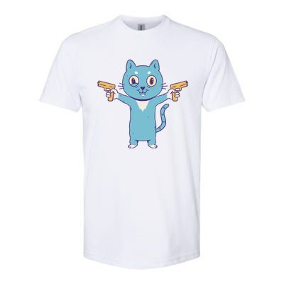 Crazy Cat Pew Pew Funny Softstyle CVC T-Shirt