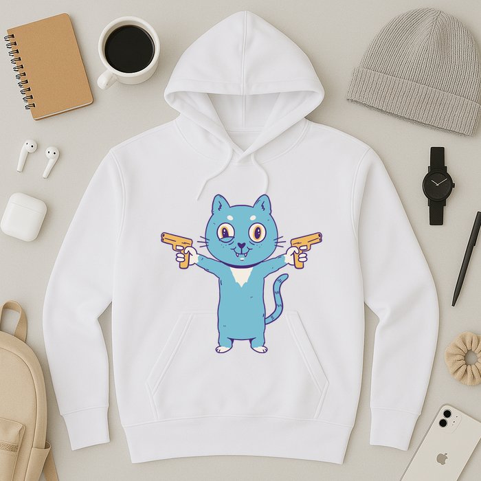 Crazy Cat Pew Pew Funny Hoodie