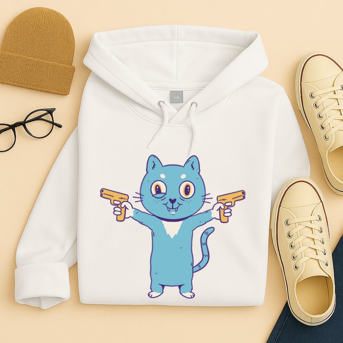 Crazy Cat Pew Pew Funny Hoodie