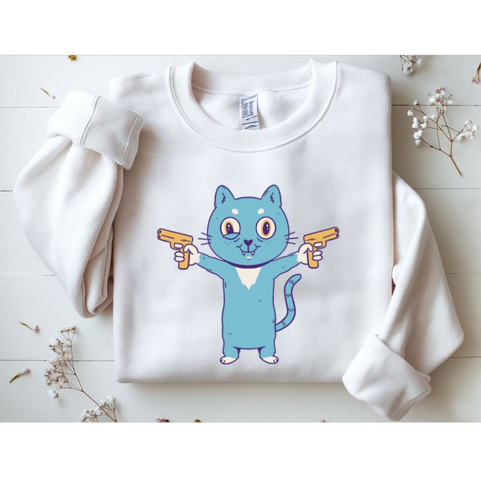Crazy Cat Pew Pew Funny Sweatshirt