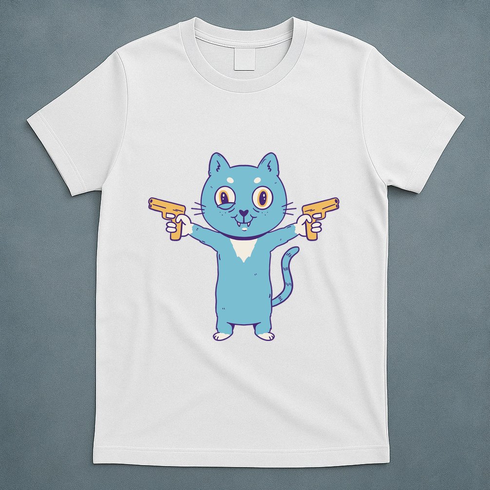 Crazy Cat Pew Pew Funny T-Shirt