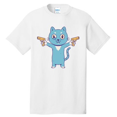 Crazy Cat Pew Pew Funny Tall T-Shirt