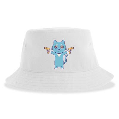 Crazy Cat Pew Pew Funny Sustainable Bucket Hat