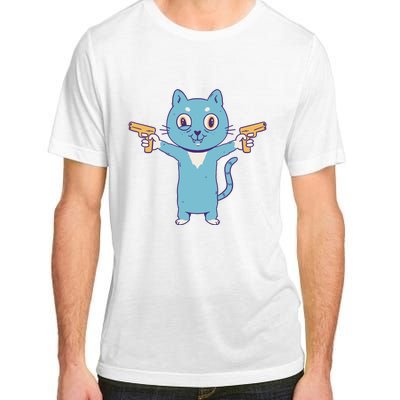 Crazy Cat Pew Pew Funny Adult ChromaSoft Performance T-Shirt