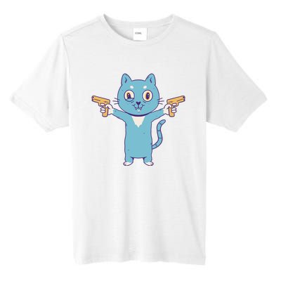 Crazy Cat Pew Pew Funny Tall Fusion ChromaSoft Performance T-Shirt