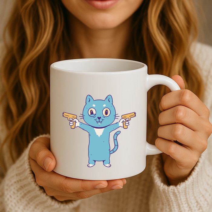Crazy Cat Pew Pew Funny Mug
