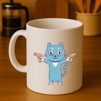 Crazy Cat Pew Pew Funny Mug