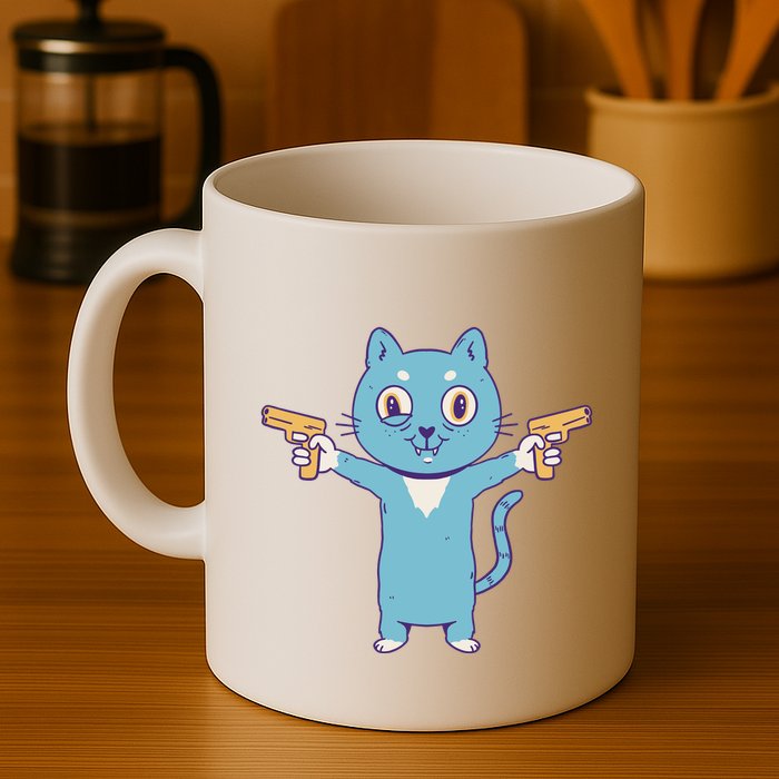 Crazy Cat Pew Pew Funny Mug