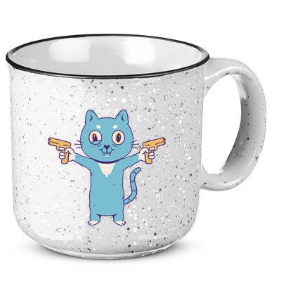 Crazy Cat Pew Pew Funny 15oz Campfire Ceramic Mug