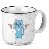 Crazy Cat Pew Pew Funny 15oz Campfire Ceramic Mug