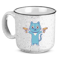Crazy Cat Pew Pew Funny 15oz Campfire Ceramic Mug