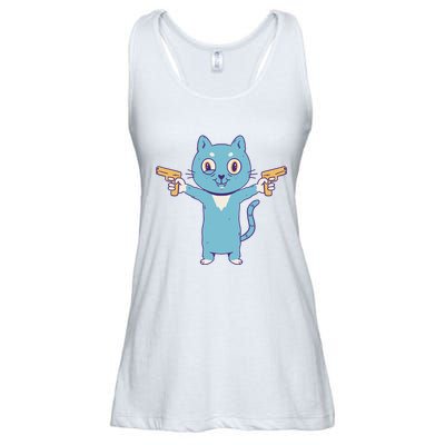 Crazy Cat Pew Pew Funny Ladies Essential Flowy Tank