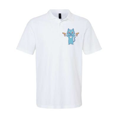 Crazy Cat Pew Pew Funny Softstyle Adult Sport Polo