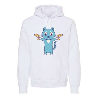 Crazy Cat Pew Pew Funny Premium Hoodie