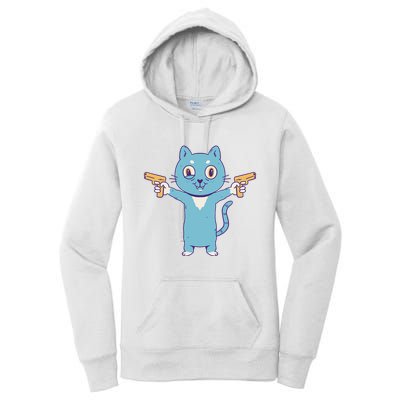 Crazy Cat Pew Pew Funny Women's Pullover Hoodie