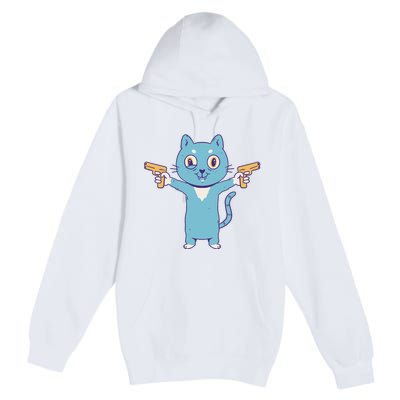 Crazy Cat Pew Pew Funny Premium Pullover Hoodie