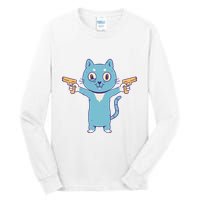 Crazy Cat Pew Pew Funny Tall Long Sleeve T-Shirt