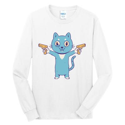 Crazy Cat Pew Pew Funny Tall Long Sleeve T-Shirt